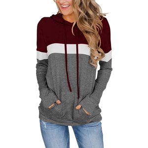 Sudaderas de color sólido de gran tamaño para mujer con capucha con manga con cordón Impresión de logotipo personalizado para la temporada de invierno - Product Image 2