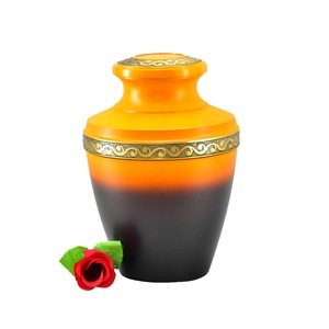 Urna de cremación de metal de tendencia superior, urnas de cremación de aluminio recubiertas de esmalte grabado pulido, urna funeraria a bajo precio con descuento - Product Image 2