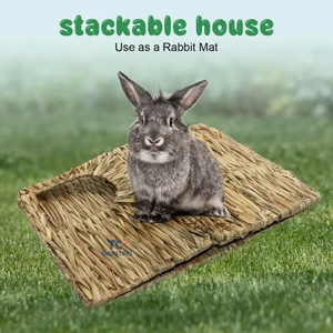 Cage de lapin en herbe naturelle tissée à la main nid de lapin tissé en paille maison pour animaux de compagnie chinchilla hamster nid de hérisson - Product Image 6