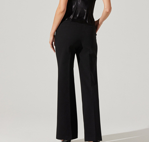 Pantalon long décontracté pour femme, élégant, taille haute, coupe large, infroissable, brodé, coupe ample, idéal pour le bureau - Product Image 3