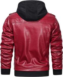Veste en similicuir pour homme avec capuche Veste motard élégante et durable personnalisable OEM/ODM disponible - Product Image 5