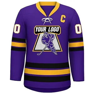 Las camisetas deportivas de hockey sobre hielo Unisex más vendidas, nombre de equipo personalizado y logotipo, servicio OEM para hombres, camiseta de hockey transpirable para hombres