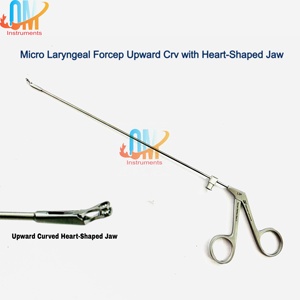 <b>Micro</b> Laryngeal Forceps up with Heart-Shaped Jaw | 22cm Manual Precision ENT Surgery Instrument Set | OldMed - Product Image 1