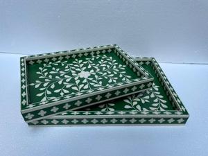 Bandeja de madera con incrustaciones de nácar y posavasos |   Bandeja de Servicio y Organizador de Almacenamiento para el Hogar, Decoración de Lujo para Ramadán y Eid, Quemador de Bakhoor y Oud - Product Image 2