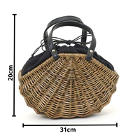 Sac à bandoulière élégant en rotin naturel du Vietnam avec fermeture à cordon, design confortable, doublure en coton, idéal pour la mode estivale féminine et les cadeaux