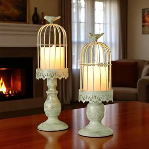 Hand Made <b>Set</b> <b>of</b> 2 Vintage Birdcage <b>Candle</b> Holders Rustic Metal Decorative Lanterns for Home Decor and Events - Product Image 2