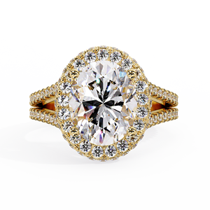 Anillo de Oro Sólido de 14K con Halo Ovalado de Diamantes Cultivados en Laboratorio, Anillo de Boda con Diamantes Engastados en Pavé, Certificado IGI, Joyería Personalizada al por Mayor - Product Image 4