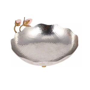 Bol de service en acier inoxydable et laiton de haute qualité décor de Table à manger bol de service servant pour la salade de collations aux noix - Product Image 1