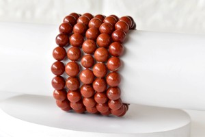 กำไลข้อมือหินแจสเปอร์สีแดงธรรมชาติขัดเงา ขนาด 8 มม. รูปทรงกลม สำหรับทำเครื่องประดับสมาธิ ขายส่ง - Product Image 1