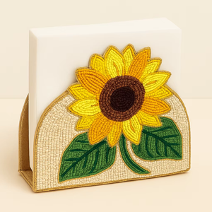 High-Quality Handmade Beaded Sunflower Napkin Holder <b>Decorative</b> Tabletop Organizer <b>Table</b> <b>Decor</b> Kitchen <b>Accessory</b> Restaurants - Product Image 1