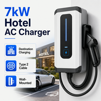 Borne de recharge murale monophasée 7 kW 32 A pour véhicules électriques, Type 2, OCPP, contrôle par application RFID, IP54, usage commercial