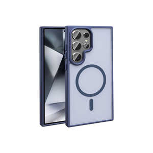 Étui de protection mat compatible MagSafe Netzy bleu marine pour Samsung Galaxy S23 Ultra PC anti-traces de doigts Ins 7plus - Product Image 1