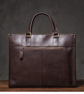 Classic Genuine Leather Laptop Messenger Shoulder <b>Bag</b> Durable Office Zipper Closure Protective Waterproof Lightweight Brown - Product Image 2