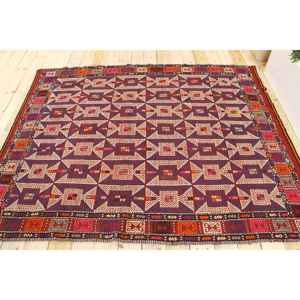 Alfombra Turca de 6.1x7.9 pies, Alfombra Vintage de Lana Roja y Azul Estilo Suroeste - Product Image 2