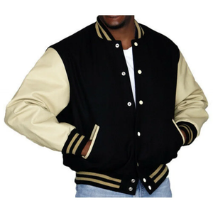 Chaqueta de béisbol universitaria con logotipo personalizado para hombre, ropa de calle de invierno transpirable con soporte bordado, diseño de retazos en blanco personalizable - Product Image 2