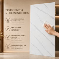 Panneau mural en PVC brillant effet marbre blanc gris UV minimaliste MORLENX pour la décoration intérieure de la maison, de l'hôtel et du bureau