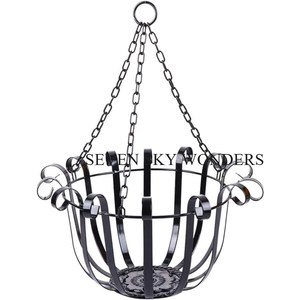 ที่แขวนกระถางต้นไม้โลหะสีดำแบบแขวนมีสไตล์กระถางต้นไม้แขวนโลหะชุบสังกะสีติดผนังในสวนแนวตั้ง - Product Image 1