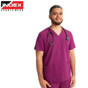 Top exfoliante de color negro para hombres y mujeres hecho con ropa médica de poliéster y algodón para cirugía, clínica y Hospital - Product Image 3
