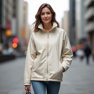 แจ็คเก็ตเดินป่าผู้หญิงไซส์ใหญ่พิเศษผ้าคอตตอนถักกันลมมีฮู้ดกันน้ำขนาดใหญ่ - Product Image 2