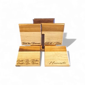 Ensemble de dessous-de-verre en bois au design artistique de montagne avec support, résistant à la chaleur, élégant, pour la décoration de la maison - Product Image 6