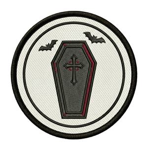Patch brodé rond personnalisé Gothique Gothique Gothique Coffin Bat Vampire, badge thermocollant, applique pour vêtements, jeans, vestes, DIY, vente en gros - Product Image 1