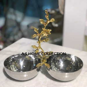 Bol de service élégant en métal de conception de fleur bol de stockage de fantaisie fait à la main d'excellente qualité pour des restaurants d'hôtel couleur d'émail - Product Image 2