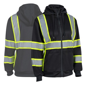 Durable Eco Friendly High Visibility Zip Reflective Tape New Fully Customized Safety <b>Work</b> Wear Stand Reversible <b>Fleece</b> Black - Product Image 2