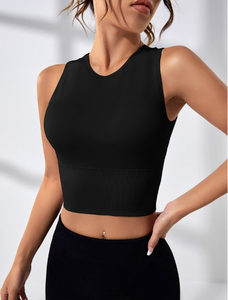 QUICK DRY Knitted <b>Vest</b> Moisture Wicking Breathable Seamless Women'S Yoga Sleeveless <b>Top</b> <b>Built</b> <b>in</b> Yoga <b>Tops</b> Fitness - Product Image 1