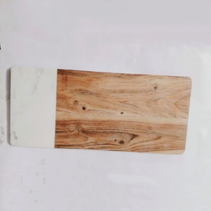 Planche à découper ronde unilatérale en pierre et bois d'acacia - Product Image 4