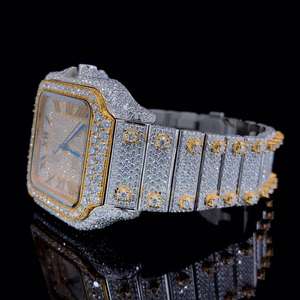 Hip Hop Bust Down Iced Out Watch Honeycomb Setting Moissanite Diamond Watch Hip Hop Ice Out Montres de luxe pour unisexe - Product Image 4