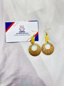 Brass Jewelry with hammered design matte finished - light weight - eco friendly metal jewelry - Product Image 2