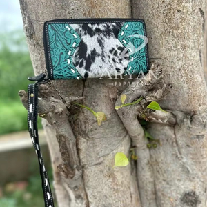 Nuevo estilo occidental, pelo en Color oculto, bolso de mano de cuero de vaca en relieve, monedero diseñado para mujer, superventas, billetera única de cuero Real - Product Image 1