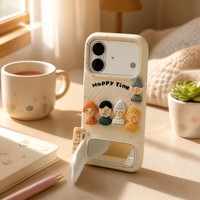 Coque de téléphone 3D mignonne en forme de dessin animé pour iPhone 17 16 Series, en silicone antichoc avec texture cuir