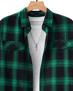 Chemise en flanelle à carreaux vert et noir pour homme, fabriquée sur mesure, boutonnée, manches longues, décontractée, chemise d'hiver à carreaux, tissu doux et chaud - Product Image 4