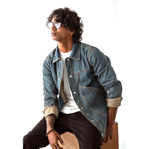 Nuevo estilo, chaqueta vaquera de talla grande para hombre, estilo informal, personalidad, moda, Camisa vaquera para hombre, Color azul claro sólido - Product Image 5