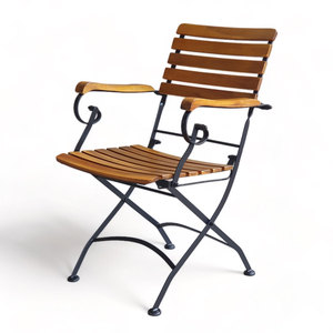 Silla Plegable de Madera Maciza de Acacia REFORD con Reposabrazos de Hierro GCF079, para Campamento, Pesca y Actividades al Aire Libre - Product Image 1