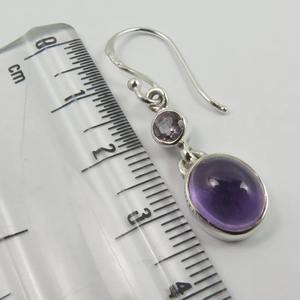 Pendientes de piedras preciosas de amatista de plata de ley sólida 925, pendientes de forma ovalada para mujeres y niñas, Pendientes colgantes, joyería de plata - Product Image 4