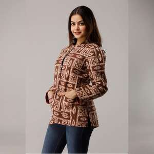 Veste en coton matelassé marron pour dames Manteau d'hiver réversible de style américain avec motif animal Logo personnalisé en cuir PU taille XL - Product Image 1