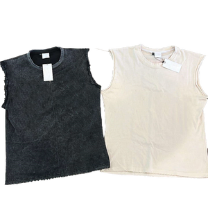 Camisetas de algodón sin mangas de peso pesado personalizadas para hombres lavado ácido Vintage bordado Streetwear apliques camisetas sin mangas de alta calidad - Product Image 1