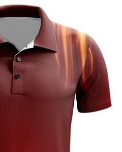 Polo personnalisé pour homme, imprimé feu marron, manches courtes, respirant, polyester et élasthanne, décontracté, sport, golf, OEM personnalisé - Product Image 2