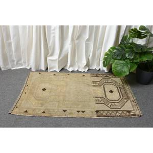 พรมขนสัตว์ตุรกีแบบวินเทจสีเบจ1.9x3ft รูปแบบการเย็บปะติดปะต่อกันสานแบบแบนสำหรับตกแต่งห้องนั่งเล่นด้วยยางพารา - Product Image 2