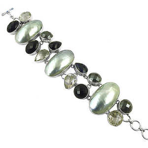 Bracelet fleur en topaze plaqué rhodium pour femme - Bijou fantaisie en or - Product Image 1