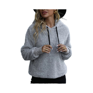 2025 Fairarily Otoño Invierno mujer sólido felpa Sudadera con capucha manga larga cálida sudadera impresa Casual suelta Tops - Product Image 1