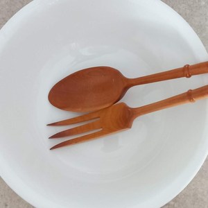 Juego de Cubiertos de Madera con Acabado Pulido, Utensilios de Madera Natural para Hogares Modernos - Product Image 1