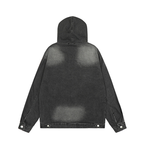 Sudadera con capucha de mezcla de algodón 100% lavado desgastado para hombre, sudaderas con capucha de invierno con ojales de bolsillo y diseño con cordón - Product Image 2