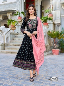 ชุดเดรสยาวทรงอนาร์กาลีผ้าเรยอนทันสมัย พร้อมผ้าคลุมไหล่เข้าชุด  ชุดที่ทันสมัยและสวมใส่สบายสำหรับการส่งออก - Product Image 2