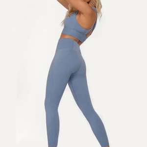 ชุดเล่นโยคะผ้าไนลอนสแปนเด็กซ์มีสายด้านหลังแห้งเร็วระบายอากาศได้ดีชุดเล่นกีฬาโยคะฟิตเนสสีทึบออกแบบได้ตามต้องการ - Product Image 2