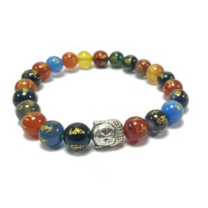 <b>Bracelet</b> Seven Chakra Om Mani Buddha Beads Stone <b>Bracelet</b> Crystal Gemstone Fashion Jewelry Men and Women Gift Energy Meditation - Product Image 1