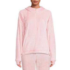 Vente en gros de sweats à capuche pour femmes en velours de coton broderie chenille unie pull à capuche en velours dernier modèle coupe ajustée pour filles - Product Image 5