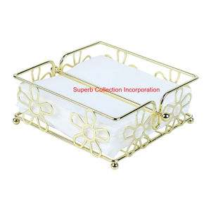 Porte-serviettes en métal noir moderne avec bras lesté Design de panier décoratif pour table à manger de cuisine et rangement de comptoir - Product Image 3